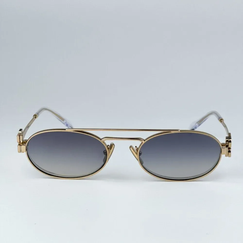 NEW Miu Miu MU54ZS 5AK30C Gold Grey Gradient Mirror Pilot Unisex Sunglas MU 54ZS